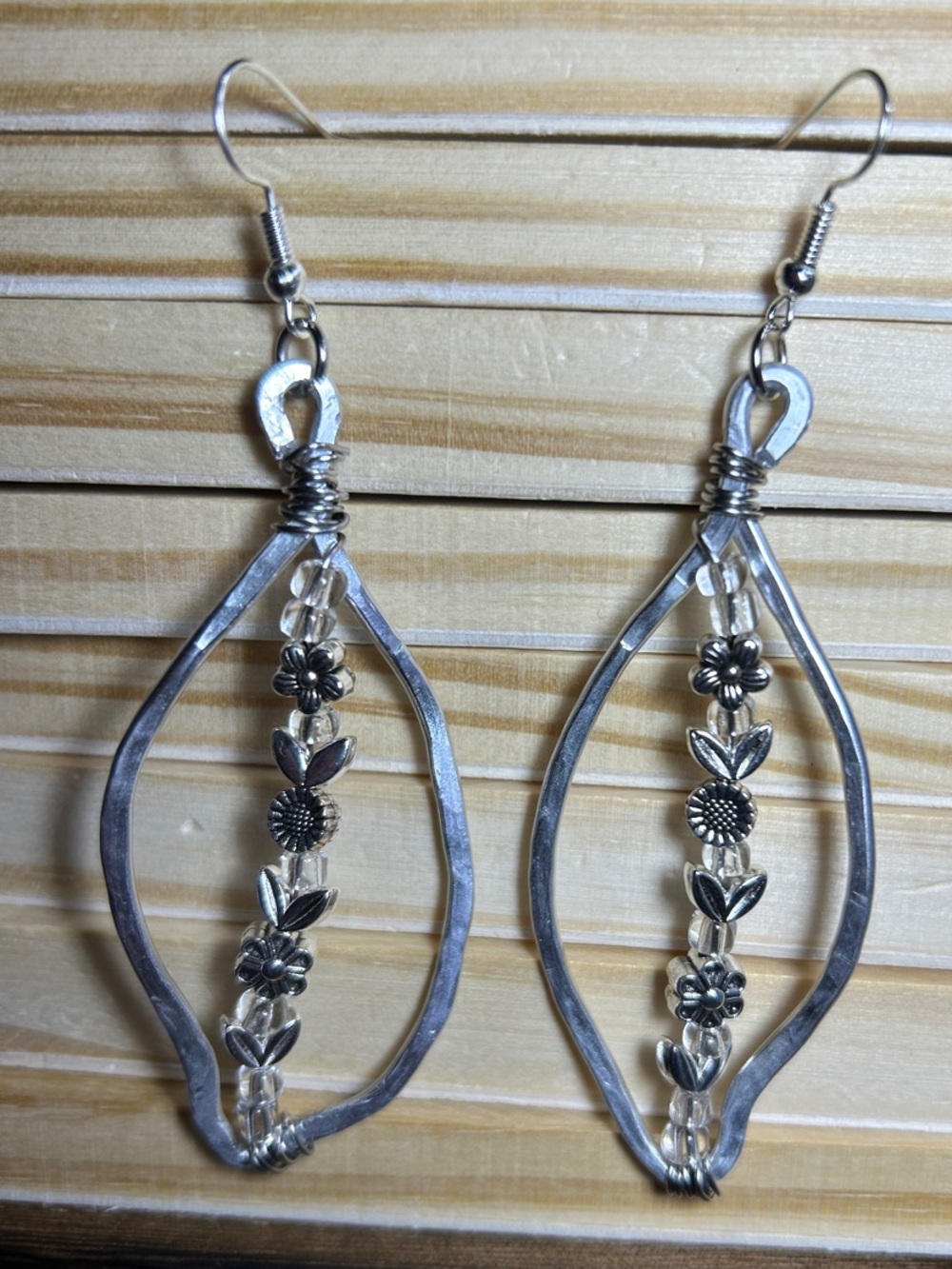 3/$25 Silver Floral Drop Earrings
